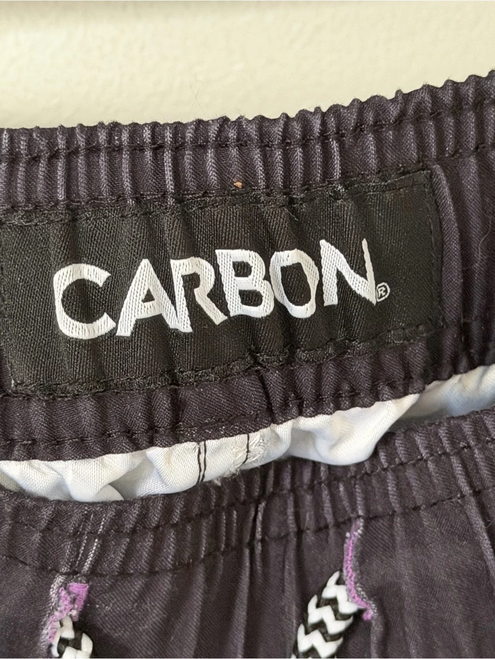 Carbon Men's Retro 90s Memphis Geometric Swim Trunks Black Teal Purple Size L